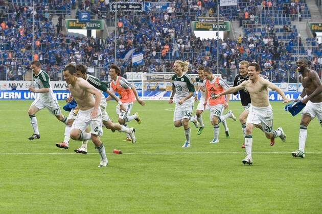 Football, History, VfL Wolfsburg avoids relegation on matchday 34 2011 with victory against Hoffenheim