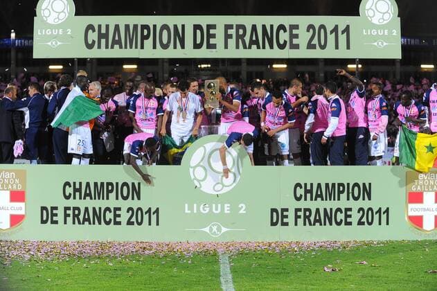 Football, France, Ligue 2, Evian TG celebrate promotion to Ligue 1