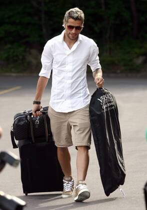 Football, Arrival of the Swiss national team at the training camp in Feusisberg