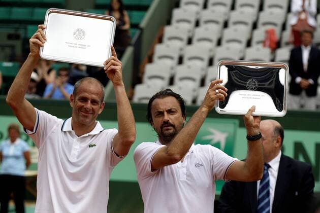 Tennis, French Open, Cup of Legends, Final, Guy Forget and Henri Leconte win in doubles