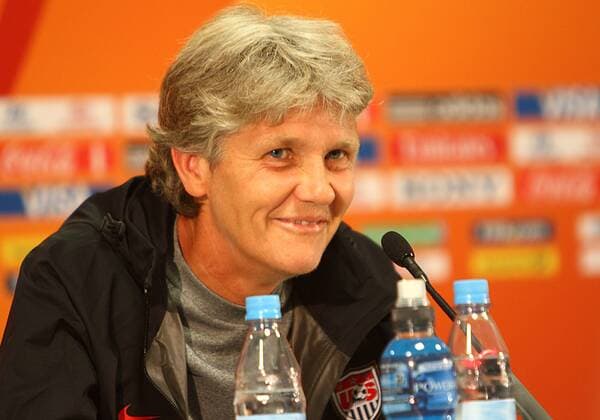 Football, Women's World Cup, Press conference with national coach Pia Sundhage before the final USA - Japan