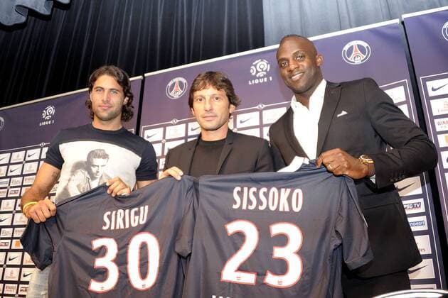 Football, France, Ligue 1, Paris Saint Germain present new arrivals Mohamed Sissoko and Salvatore Sirigut
