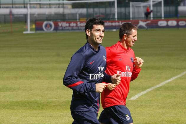 Football, France, Ligue 1, Training PSG with Javier Pastore