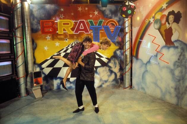Moderatoren Gabi -Ixi- Tiedemann und Marc (beide GER) bei der Fernsehsendung Bravo TV