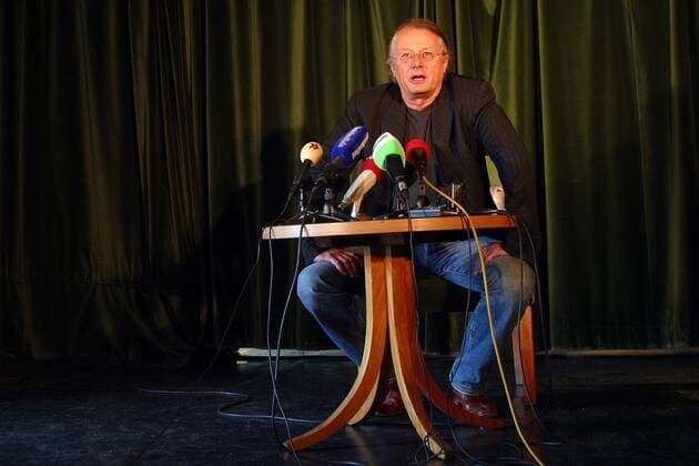 Frank Castorf (GER Intendant Berliner Volksbühne) anlässlich der Pressekonferenz zur Bekanntgabe seiner Entlassung als künstlerischer Leiter der Ruhrfestspiele in Berlin