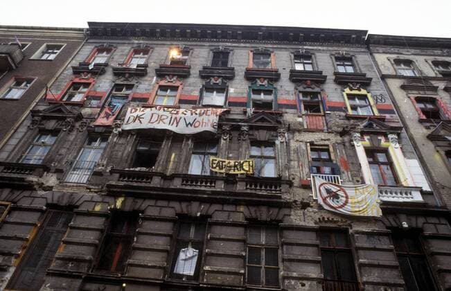 Besetztes Haus in der Mainzer Straße in Berlin-Friedrichshain