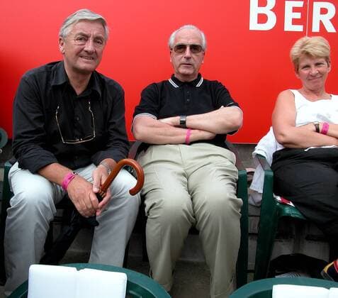 Journalist Günther von Lojewski (SFB-Intendant von 1989 bis 1997) zwischen Klaus-Rüdiger Landowsky (CDU) und seiner Ehefrau Karin (alle GER) anlässlich der Ladies German Open in Berlin