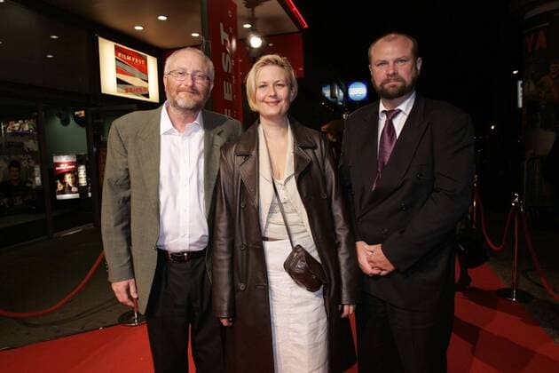 Produzenten Peter Aalbaek Jensen, Lene Borglum und Peter Garde (alle DEN Zentropa) anlässlich der Douglas-Sirk-Verleihung auf dem Filmfest Hamburg 2005