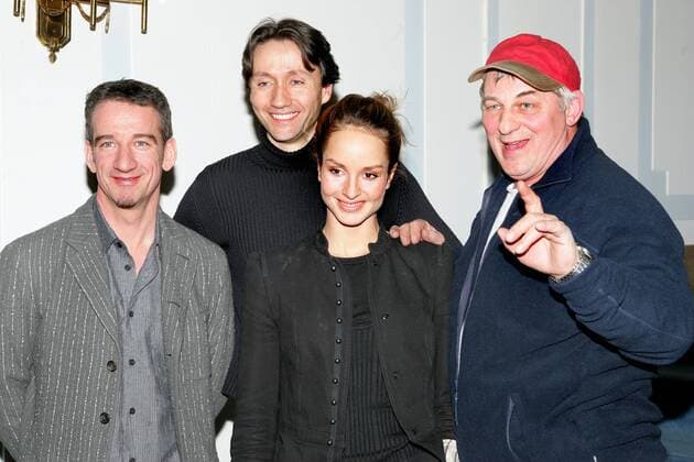 V.l.n.r.: Schauspieler Heio von Stetten, Ulrich Reinthaller (AUT), Lara Joy Körner und Heinz Hoenig (alle GER) anlässlich der Pressekonferenz zum ARD-Fernsehfilm DER ARZT VOM WÖRTHERSEE in Hamburg