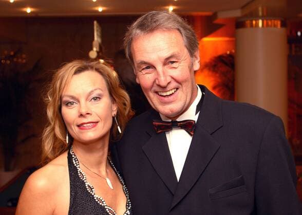 Fernsehmoderator Jörg Wontorra (GER) und Birgit Lohstroh während des Sportpresseballs in Frankfurt am Main