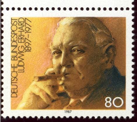 Ludwig Erhard auf einer Briefmarke der Deutschen Bundespost