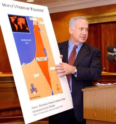Benjamin Netanyahu (ISR Vorsitzender LIKUD) warnt vor der Herrschaft der Palästinenser und dem damit verbundenen Verschwinden Israels von der Landkarte in Washington D.C. -  (WAP2002041002)