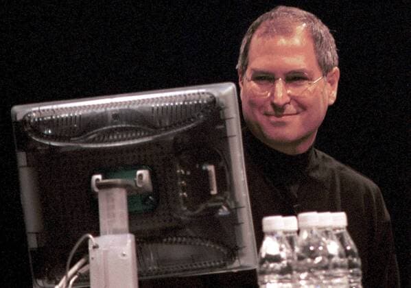 Steve Jobs (USA CEO von Apple, anlässlich der Präsentation der neuen Produktlinie in New York City bei der Macworld conference  (NYP2000071905)