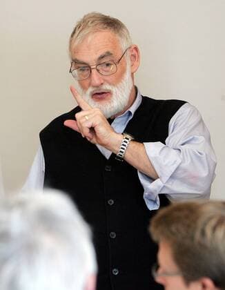 Forscher Dennis L. Meadows (USA Ökonom) während eines Workshops in Stuttgart
