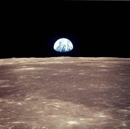 IMAGO History, Mondlandung der Apollo 11 am 20.07.1969 Mond und Erde während der Mission Apollo 11 -  - KSC99071515