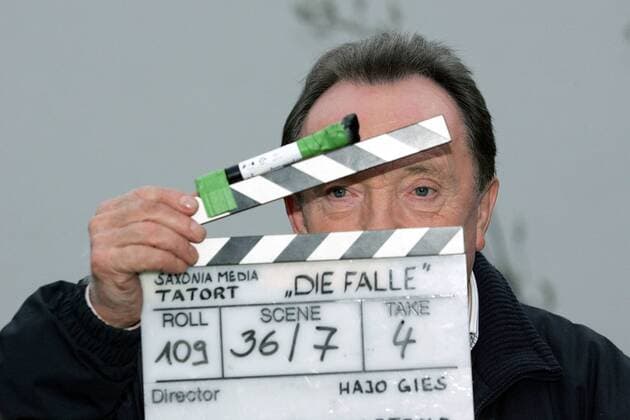 Die letzte Klappe - Schauspieler Peter Sodann (GER) während eines Pressetermins zum MDR-Tatort - Die Falle - in Großsteinberg