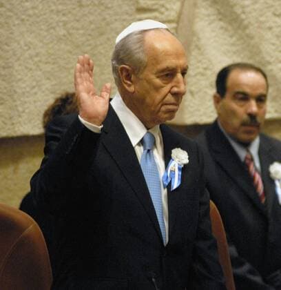 Präsident Shimon Peres (ISR) anlässlich seiner Vereidigung in der Knesset in Jerusalem -  (WAX2007015306)