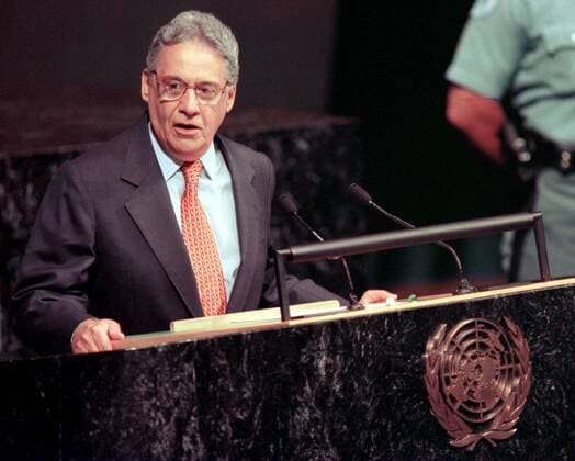 Präsident Fernando Henrique Cardoso (BRA) während einer Rede vor der Generalversammlung der Vereinten Nationen in New York City -  (NYP97062305)