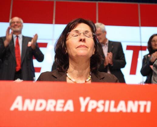 Andrea Ypsilanti (GER SPD-Landesvorsitzende Hessen) während des SPD-Landesparteitags in Wiesbaden