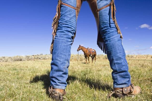 Cowboybeine vor einem Pferd - Oregon - iblwot00319970