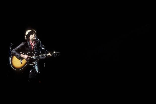 Sänger Bob Dylan während eines Konzerts im Olympiastadion in München