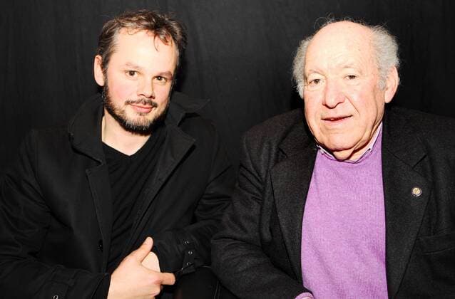 Schauspieler Marco Hofschneider (li.) und Schriftsteller Sally Perel anlässlich einer Buchvorstellung in Berlin