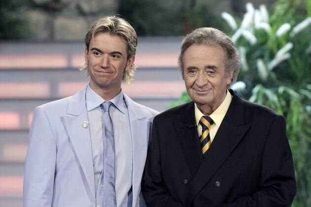 Fernsehmoderator Florian Silbereisen (li.) und Kammersänger Günter Wewel während der Generalprobe zur Fernsehsendung - Frühlingsfest der Volksmusik - in Riesa