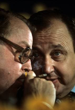 Außenminister Hans Dietrich Genscher (re., Deutschland FDP) und Landwirtschaftsminister Josef Ertl (FDP)
