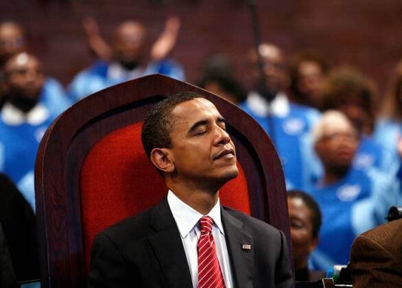 Präsidentschaftskandidat Barack Obama (USA Demokraten Senator Illinois) anlässlich einer Rede in der Apostolischen Kirche von Chicago  (CHI2008061511)