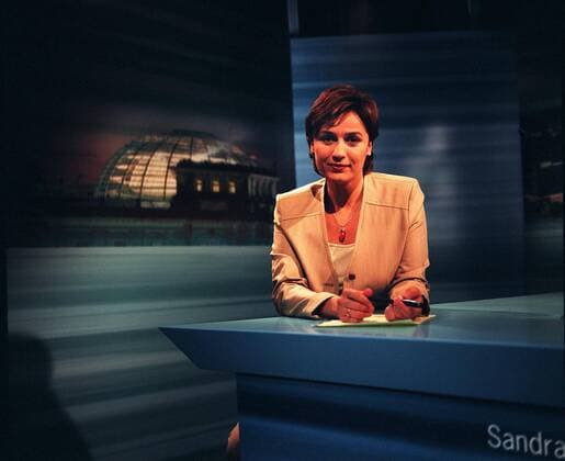 Moderatorin Sandra Maischberger im N-TV Studio in Berlin