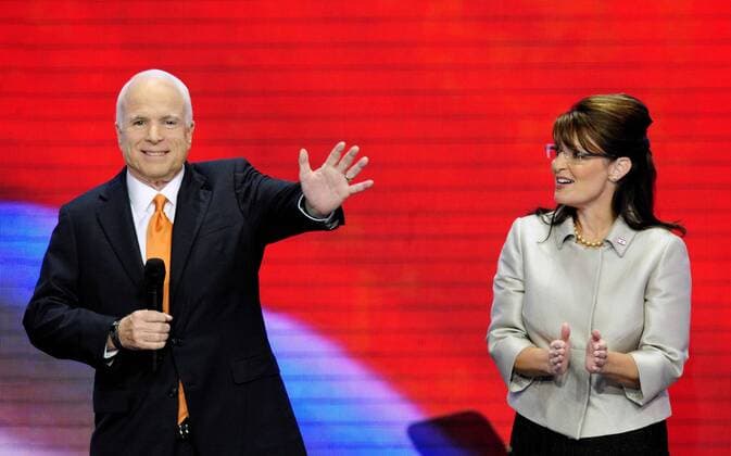 Präsidentschaftskandidat John McCain (USA Republikaner Senator) und Sarah Palin (USA Republikaner Gouverneur Alaska) anlässlich des Nominierungsparteitages der Republikaner in St. Paul - 