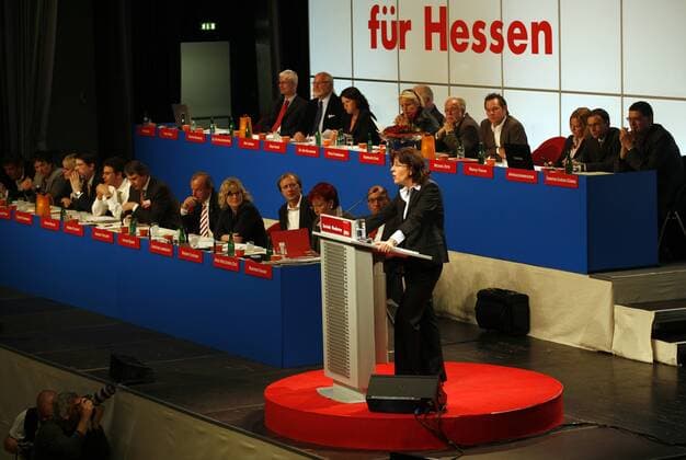 Andrea Ypsilanti (Deutschland SPD-Landesvorsitzende Hessen) beim Landesparteitag der SPD Hessen in Fulda