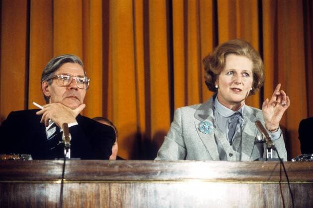 Bundeskanzler Helmut Schmidt (Deutschland SPD) neben Premierministerin Margaret Thatcher (Großbritannien) anlässlich eines Treffens in Bonn
