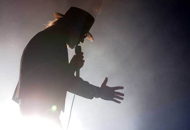 Sänger Udo Lindenberg während eines Konzerts in Riesa