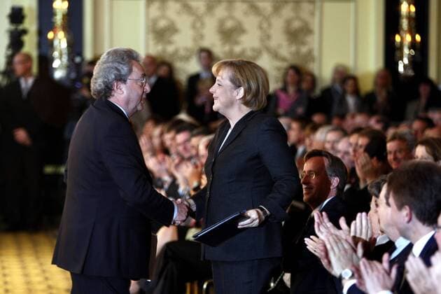 Dr. Dieter Hundt (Arbeitgeberpräsident) und Bundeskanzlerin Angela Merkel (Deutschland CDU) anlässlich des Deutschen Arbeitgebertages 2008 des BDA in Berlin