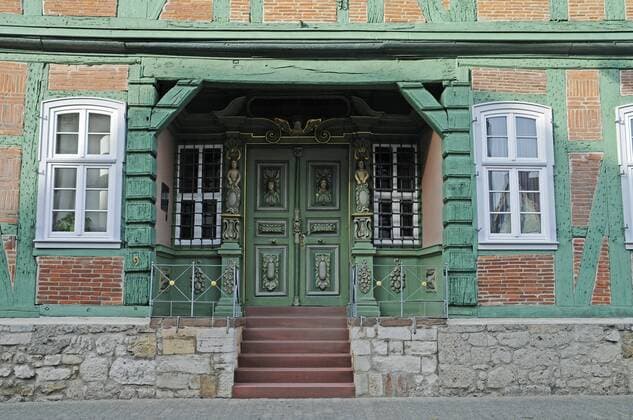 Barockportal, Tür, Eingang, Hartwigsches Haus, Fachwerk, Korbach, Hessen, Deutschland, Europa   iblbab01244681