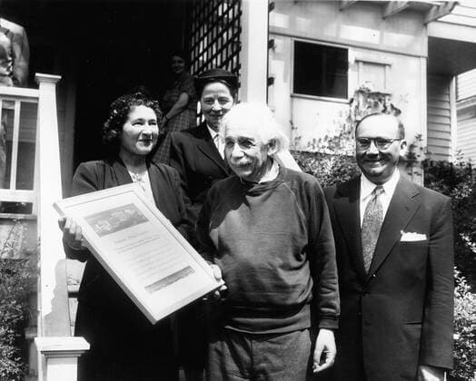 Sep 15, 1950; Princeton, NJ, USA; Professor ALBERT EINSTEIN living a quiet and peaceful life at Princeton. Albert Einstein aka Yousuf Karsh Albert Einstein (March 14, 1879 Ð April 18, 1955) was a German theoretical physicist regarded as the greatest scientist of the 20th century. He proposed the theory of relativity and made contributions to the development of quantum mechanics, statistical mechanics, and cosmology. He was awarded the 1921 Nobel Prize for Physics for his explanation of the photoelectric effect and for his services to Theoretical Physics. After his general theory of relativity was formulated in 1915. Princeton USA  - ZUMAk09