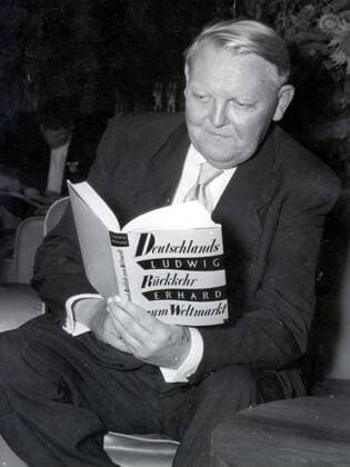 Aug 21, 1953 - Berlin, Germany - As Germany s minister of economic affairs from 1949 to 1963, LUDWIG ERHARD crafted the plan for West Germany s post-World War II economic recovery, sometimes called the German economic miracle. In 1957 he was named vice chancellor, and in 1963 he succeeded Konrad Adenauer as chancellor. In late 1966, Erhard s government fell after the four Free Democratic party ministers in his cabinet resigned and left him without a ruling majority in the federal parliament. Berlin Germany  - ZUMAk09