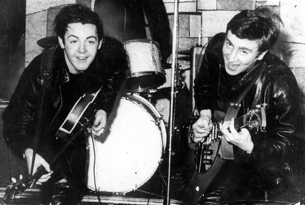 Aug 28, 1961; London, UK; Beatles PAUL McCARTNEY and JOHN LENNON while performancing. London UK  - ZUMAk09