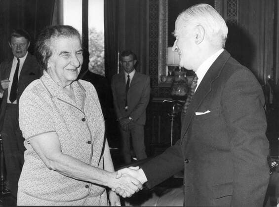 Jun 13, 1969 - London, England, UK - GOLDA MEIR was the Iron Lady of Israeli politics years before the epithet was coined for Margaret Thatcher. David Ben Gurion once described her as the only man in the Cabinet. After the death of Levi Eshkol in 1969, Golda Meir was called out of retirement, at the age of 70, to become the new prime minister of Israel. It marked the high point of a long career dedicated to the cause of the Labour party s vision of Zionism. PICTURED: GOLDA MEIR and MICHAEL STEWART. London UK  - ZUMAk09