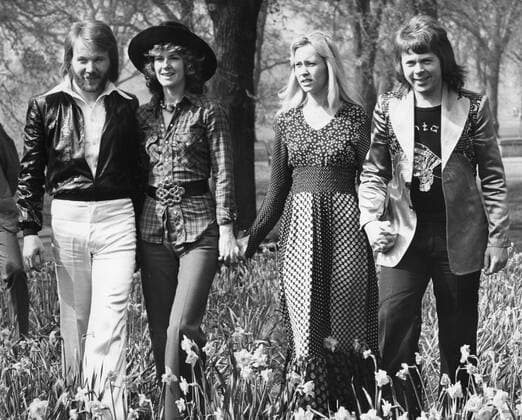 Apr 09, 1974 - London, England, UK - During the 1970s, one of the most dominating forces within the field of popular music was a group from Sweden called ABBA , a musical entity consisting of two couples, who became by far the most successful act of that decade, even one of the biggest phenomenons of the whole century. As their popularity grew, they were sought after to tour Europe, Australia, and North America. PICTURED: In Hyde Park, London, after winning the European Song Contest; BENNY ANDERSSON, ANNI-FRID LYNGSTAD, AGNETHA FALTSKOG and BJORN ULVAEUS. London UK  - ZUMAk09