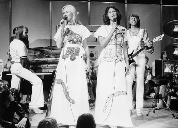 Jan 01, 1975 - London, England, UK - During the 1970s, one of the most dominating forces within the field of popular music was a group from Sweden called ABBA , a musical entity consisting of two couples, who became by far the most successful act of that decade, even one of the biggest phenomenons of the whole century. As their popularity grew, they were sought after to tour Europe, Australia, and North America. PICTURED: During a TV Show; BENNY ANDERSSON, AGNETHA FALTSKOG, ANNI-FRID LYNGSTAD, BJORN ULVAEUS. London UK  - ZUMAk09