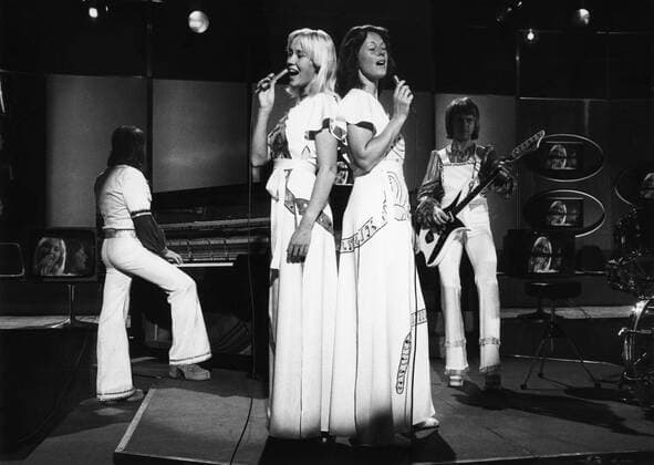 Jan 01, 1975 - London, England, UK - During the 1970s, one of the most dominating forces within the field of popular music was a group from Sweden called ABBA , a musical entity consisting of two couples, who became by far the most successful act of that decade, even one of the biggest phenomenons of the whole century. As their popularity grew, they were sought after to tour Europe, Australia, and North America. PICTURED: During a TV Show; BENNY ANDERSSON, AGNETHA FALTSKOG, ANNI-FRID LYNGSTAD, BJORN ULVAEUS. London UK  - ZUMAk09