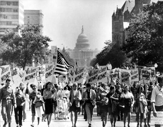 Oct 08, 1970 - Washington, District of Columbia, USA - Vietnam War, also known as the Second Indochina War was a military struggle fought in Vietnam from 1959 to 1975, involving the North Vietnamese and the National Liberation Front (NLF) in conflict with United States forces and the South Vietnamese army. After Vietnamese had struggled for their independence from France during the First Indochina War, the country was temporarily divided into Communist North and non-Communist South Vietnam. The United States became involved in Vietnam because according to domino theory American policymakers believed that if the entire country fell under a Communist government, Communism would spread throughout Southeast Asia. The Vietnam War was a cause of much controversy in the United States. What began as a small group of advisors under President Dwight Eisenhower ended up with over a total of 2.5 m  - ZUMAk09
