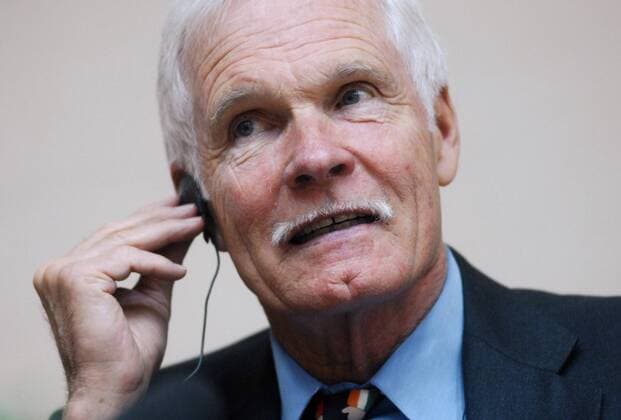 ITAR-TASS 110: MOSCOW, RUSSIA. NOVEMBER 3, 2009. Ted Turner, the outspoken yachtsman, philanthropist, CNN founder and ex-husband of Jane Fonda, presents his memoirs Call Me Ted: The Life and Times of Ted Turner .  S007DF77