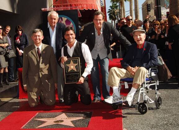 John Stamos (3-L) with Leron Gubler, Garry Marshall, Bob Saget & Jack Klugman (L-R) JOHN STAMOS HONORED WITH THE 2,393RD STAR ON THE HOLLYWOOD WALK OF FAME Los Angeles  Patrick Rideaux PicturePerfect
