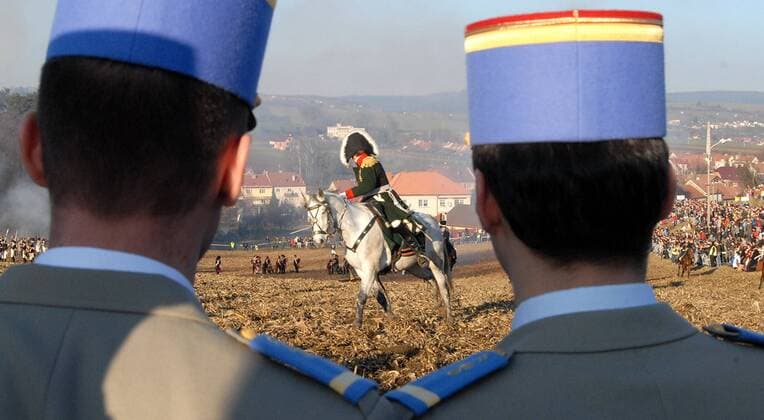 Reconstruction of the famous Battle of three emperors was played by c. 800 fanciers near Tvarozna village, close to Brno city, at November 28, 2009. (CTKxPhoto IgorxZehl)  zeh05