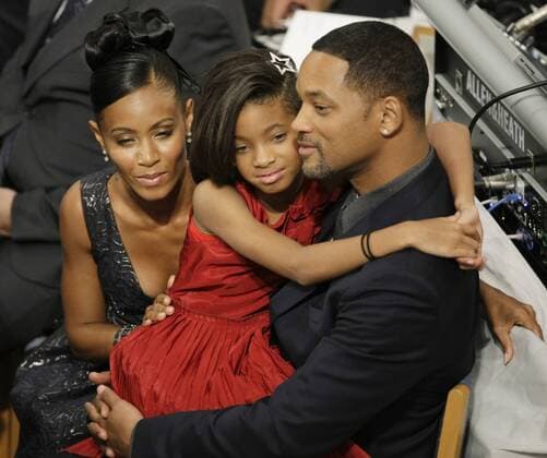 Schauspieler Will Smith und Jada Pinkett Smith mit Tochter Willow während der Verleihung des Friedensnobelpreises in Oslo