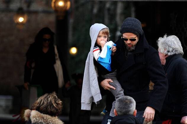 Brad Pitt and daughter Vivienne ON VACATION IN VENICE - NO ITALIAN SALES Venice  PMF PicturePerfect