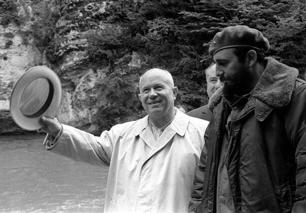 Nikita Khrushchev (L) and Fidel Castro visit Georgia.  TASS_277732